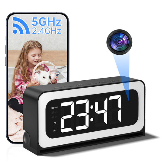 3MP Wi-Fi Alarm Clock Camera & Baby Monitor - Black
