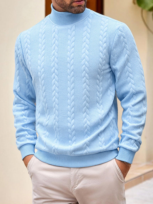 Men's Jacquard High-Neck Knit Sweater
