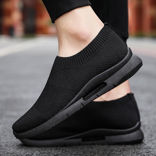 Men's Flying Knit Mesh Casual Sneakers - Black