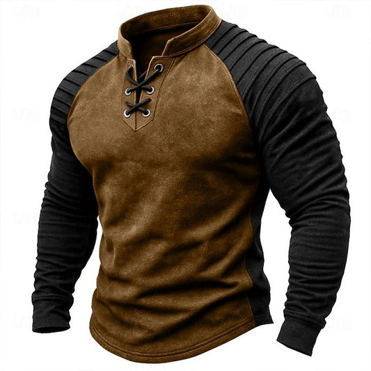 Men's Slim-Fit Color-Block Raglan Long-Sleeve Top