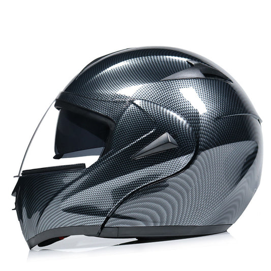 Carbon Fiber Open-Face Motorcycle Helmet, Dual Visor - A