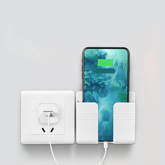 Adhesive Wall Phone Charging Holder - White