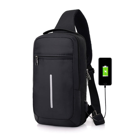 Anti-Theft USB Charging Chest Bag - black