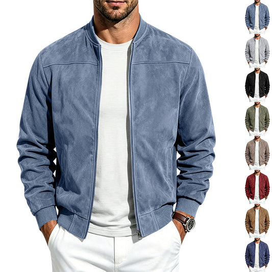 Men's Suede Long-Sleeve Full-Zip Jacket