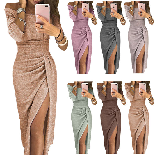 Women's Glitter Crystal Collar Dress