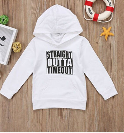 Kids Hooded Letter Print Sweater - White