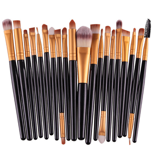 Makeup Brush Set for Powder, Blush & Eyeshadow - Black Rod Gold Tube