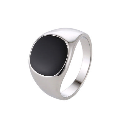 Classic Smooth Oil Dripping Men's Zinc Alloy Ring - Platinum