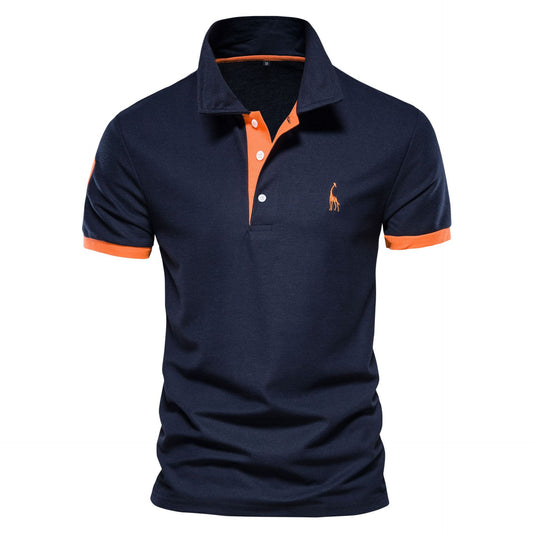 Men's Deer Embroidery Short-Sleeve Polo Shirt