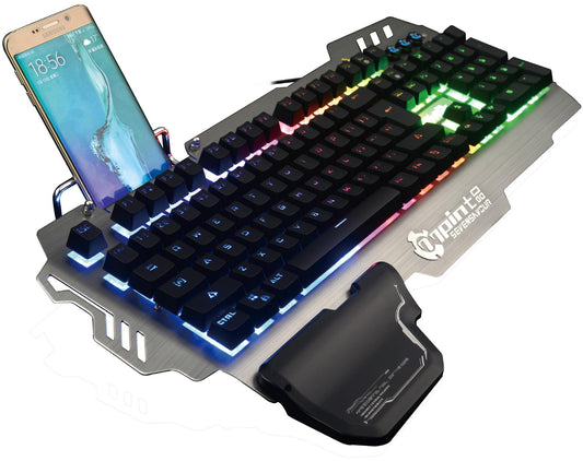 Metal Mechanical Gaming Keyboard with Mixed Lighting - Silver gray