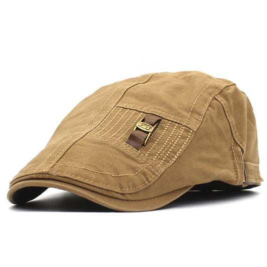 Retro Leather Strap Peaked Cap
