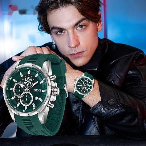 Men's Quartz Watch with A Small Three-Hand Chronograph