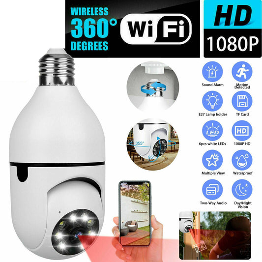 1080P Wi-Fi E27 Light Bulb Security Camera - White