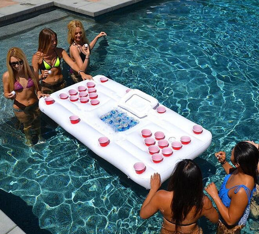 Inflatable Beer Pong Table Pool Float with Cooler
