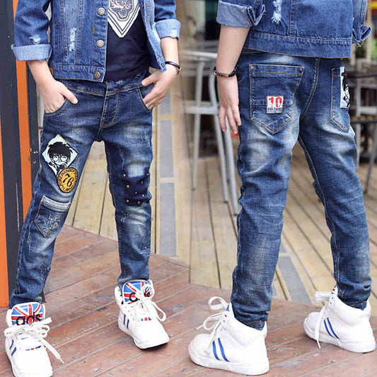 Boys' Velvet-Lined Winter Jeans - A