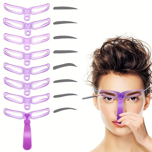 8-Piece Reusable Eyebrow Stencil Shaping Kit - 1Set