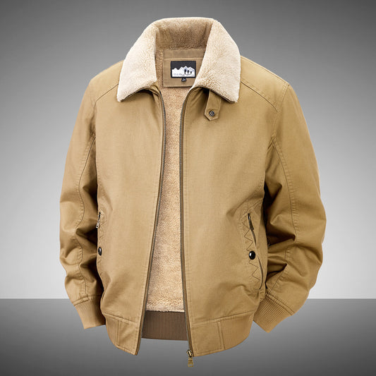 Men's Fleece-Lined Thermal Cotton Jacket