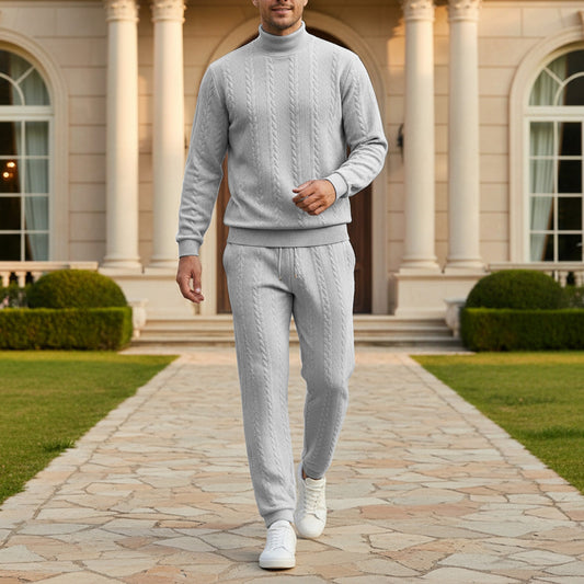 Men's Jacquard Stand Collar Casual Set