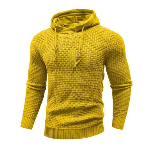 Men's Hooded Sweater Pullover Knitting - Yellow