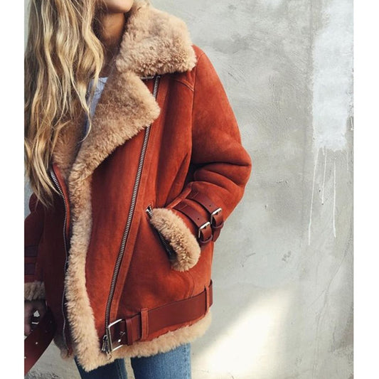 Women's Plus Size Thick Winter Overcoat - Brick red