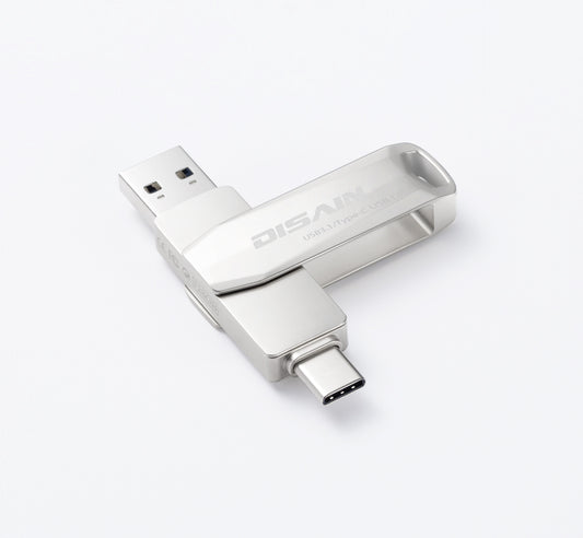 Type-C Metal Rotating USB Flash Drive - Pearl Nickel