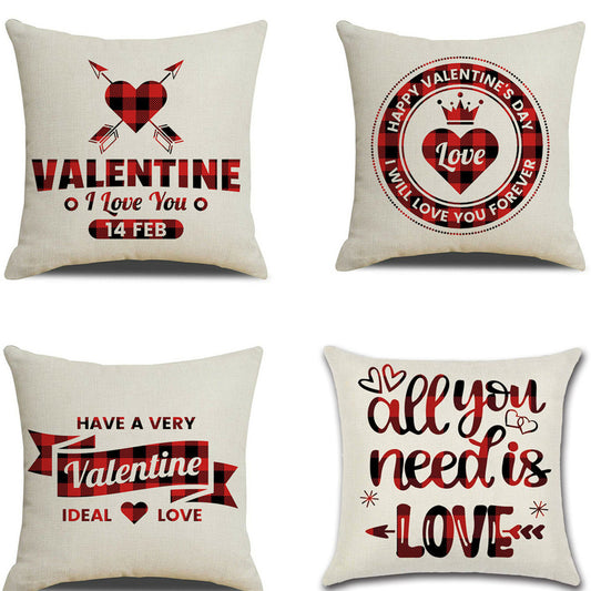 Valentines Day Red Pillowcase Cushion Cover - 4 combination packs