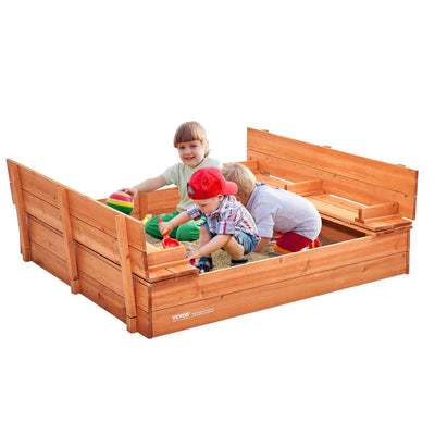 Wooden Sandbox with Foldable Bench Seats & Liner - SXMZFXWDP000U9A8QV0