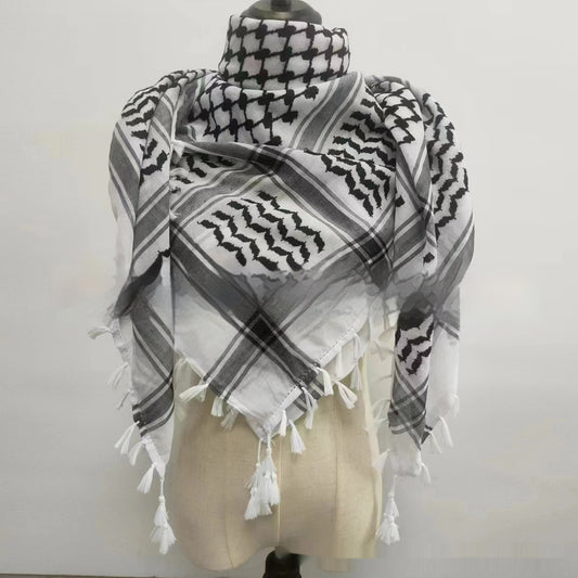 Men's Cotton Jacquard Plaid Scarf - Transparent