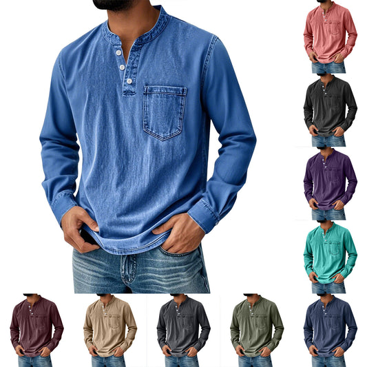 Mens Casual Trendy Front-Button Top