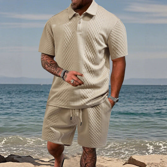 Men's Breathable Jacquard Short-Sleeve Polo Shirt