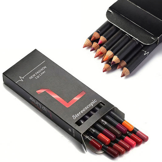 12-Color Highly Pigmented Vegan Lip Liner Set