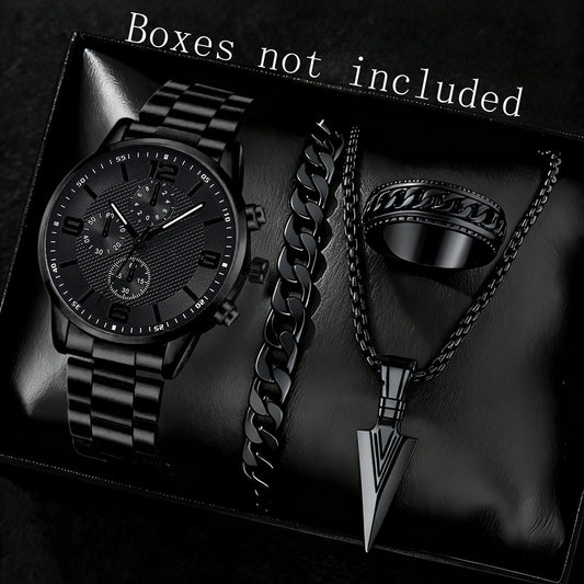 Men's Digital Watch, Bracelet & Necklace Set