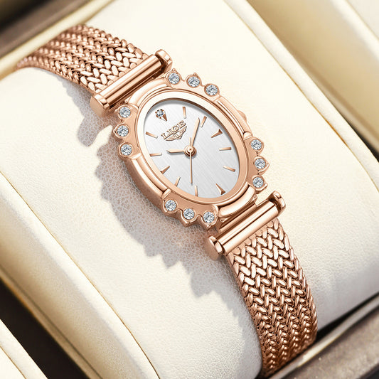 Womens Wheat-Ear Strap Square Watch