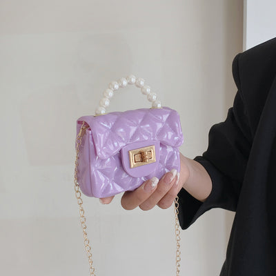 Kids Pearl Handle Chain Crossbody Bag