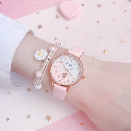Korean-Style Cute Girl Analog Children's Watch - Pink