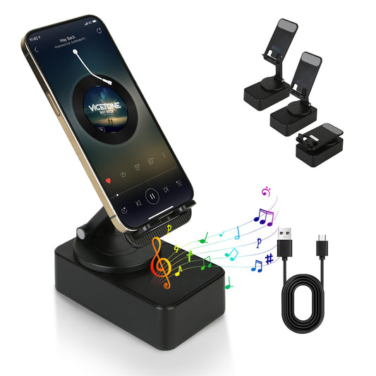 4-in-1 Foldable Speaker, Phone Stand & Power Bank - Black